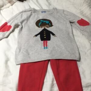 Gap Toddler outfit 18-24 coral and grey guc